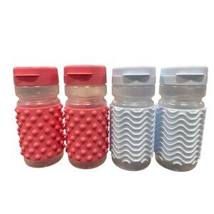 SET of 4 Sensory Water Bottle For Kids, BPA-Free 20.97 oz, Pink & Blue Textured